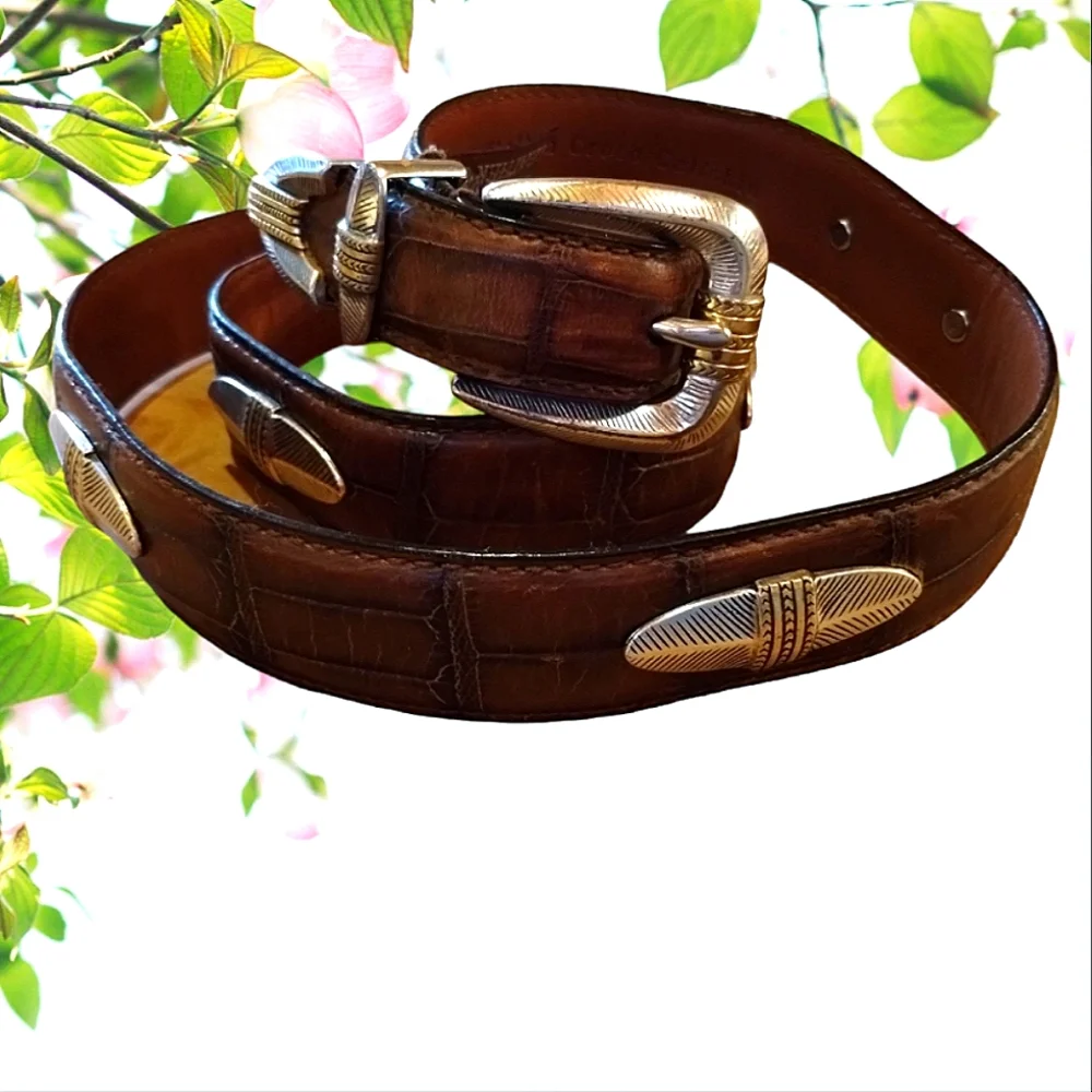 Men's Vintage Arden Leather Co. Italian Croco Calfskin Belt Sz 36